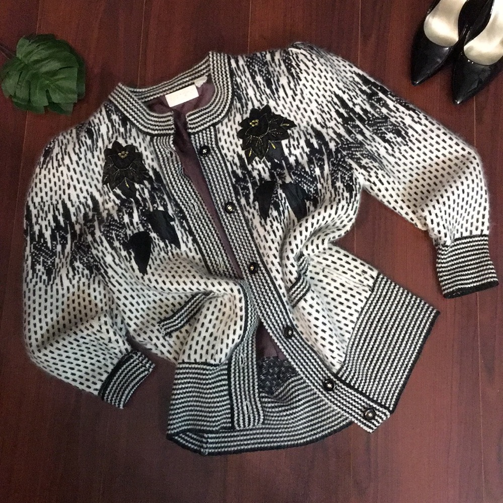 Vintage Flower Angora Outerwear Jacket Size M
